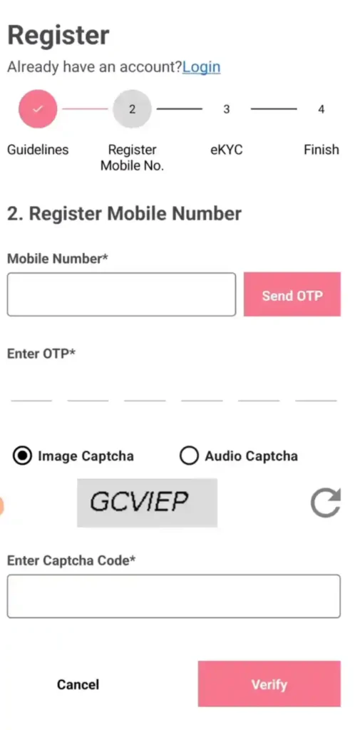 NSP OTR Mobile Verification in OTR App