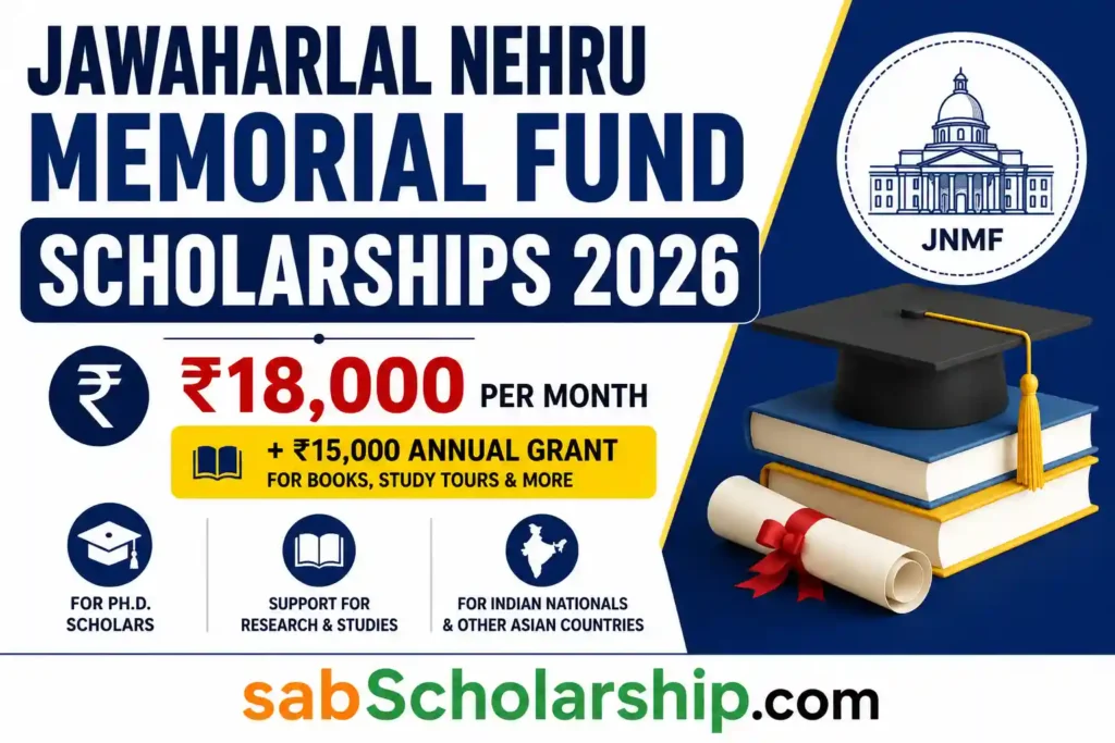 Jawaharlal Nehru Memorial Fund Scholarships 2026 for PhD